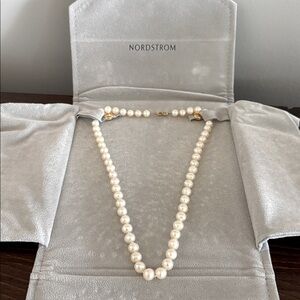 16" Cultured Akoya Saltwater Pearl Necklace with 14K Gold Fisheye Clasp